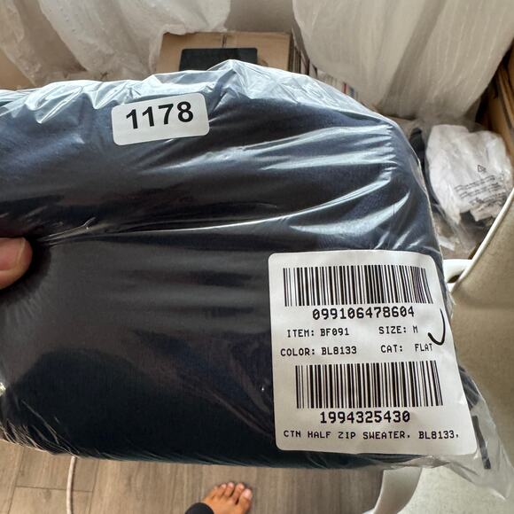 J.Crew Cotton Half-Zip Sweater Mens M Navy Blue Pullover Mock Neck Long Sleeves - Picture 7 of 7